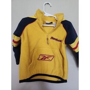 Vintage Reebok Tuck A Way Nylon Hood Jacket Yellow Logo 24 Months